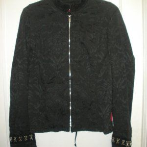 Tripp Black Lace Brocade Military Style Jacket